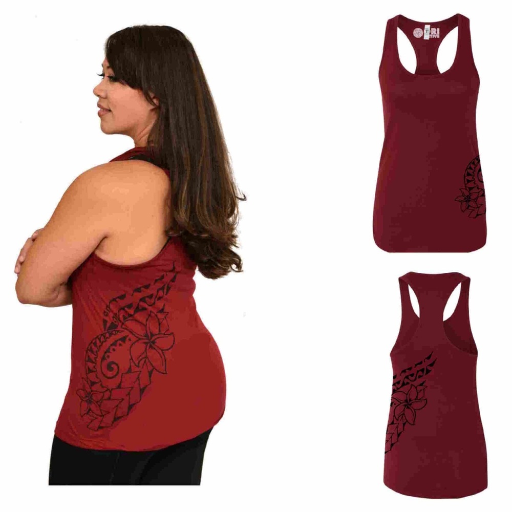 Racerback Tank Plumeria Hawaiian Tattoo Design